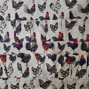 Rooster Print Egg Gathering Apron Cream Farmhouse Chicken Pocket Waist Tie NWOT